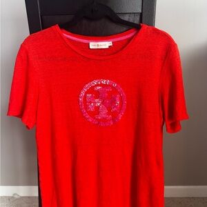Tory Burch Red and Pink T-Shirt